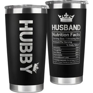 Present for Husband from Wife - 20 Oz Black Stainless Steel Tumbler